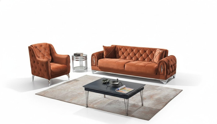 Divano Chesterfield 3+1 Tamaño Marrón Muebles de Lujo