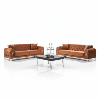 Sofá Chesterfield de lujo para 2 personas en marrón