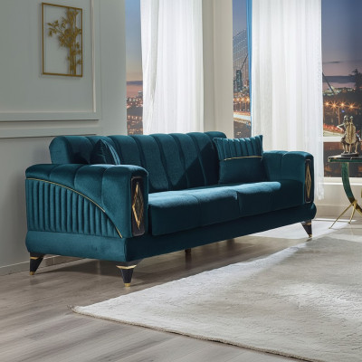 Sillón verde de 3 plazas para la sala de estar
