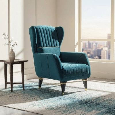 Sillón tapizado verde para muebles de salón sillón de tela moderna