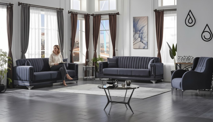 Conjunto de sofás 3+3+1 Muebles tapizados Grupo de asientos Sala de estar Textil