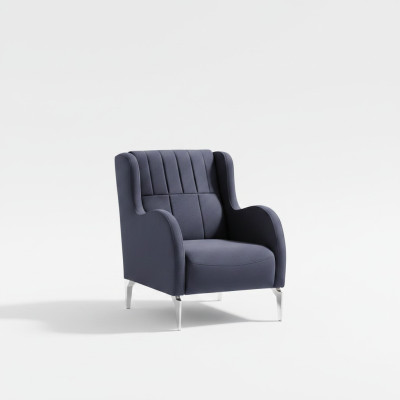 Sillón de lujo gris de tela de diseño moderno