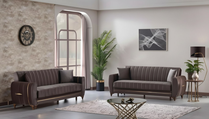 Conjunto de sofás de diseño para sala de estar 3+3 plazas Moderno 2x sofás Muebles de lujo