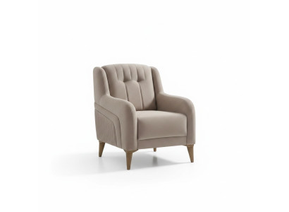 Sillón beige de diseño moderno tapizado para sala de estar