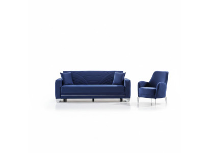 Juego de sofá azul de 2 piezas completo diseño salón 3+1 plazas muebles tapizados