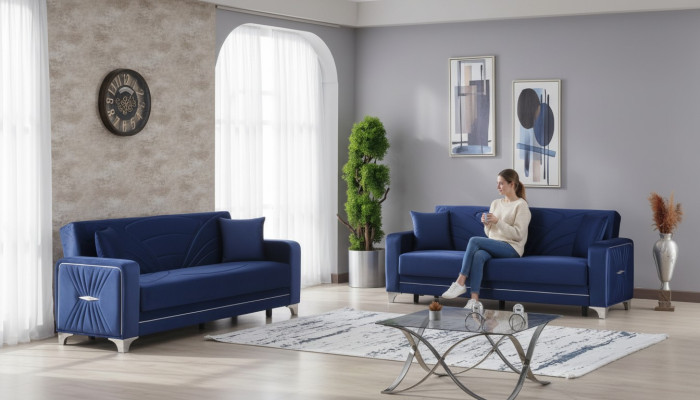 Conjunto de sofá de diseño para sala de estar 2x sofá de tres plazas con muebles tapizados