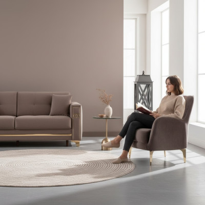 Sillón de lujo diseño moderno sillón tapizado sala de estar tejido