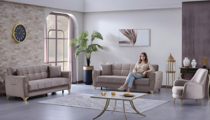 Conjunto de sofás de tela para sala de estar 3+3+1 asientos muebles tapizados
