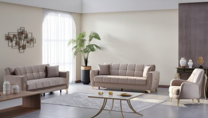 Conjunto de sofás de tela para sala de estar 3+3+1 asientos muebles tapizados