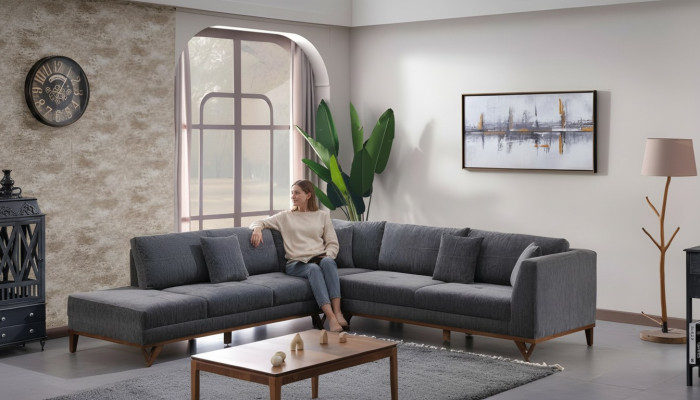 Sofá moderno en forma de L diseño salón sofá angular muebles de lujo