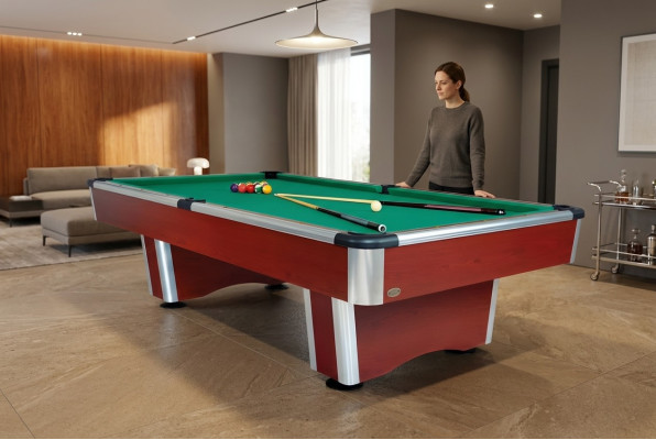 Mesa de billar moderna de madera maciza y aluminio