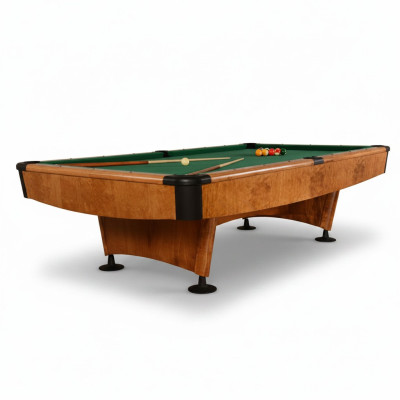 Mesa de billar de madera maciza marrón con diseño elegante