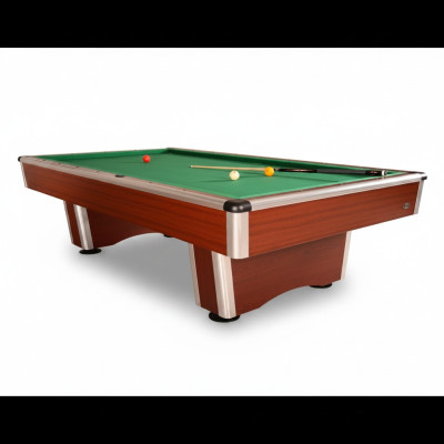Mesa de billar moderna de madera marrón con marco de aluminio