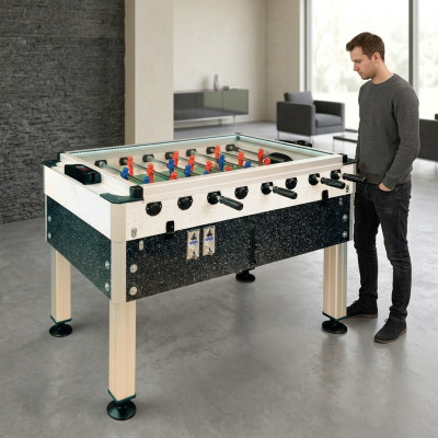 Mesa de futbolín de MDF y aluminio negro de diseño moderno