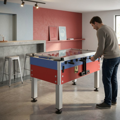 Mesa de futbolín profesional de aluminio y MDF rojo