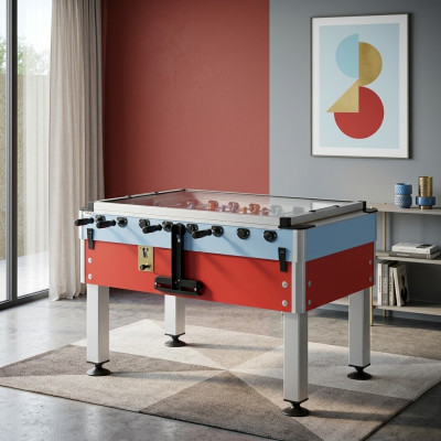 Mesa de futbolín profesional de aluminio y MDF rojo