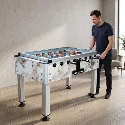 Mesa de futbolín profesional beige de aluminio y MDF