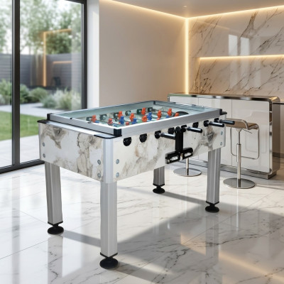 Mesa de futbolín profesional beige de aluminio y MDF