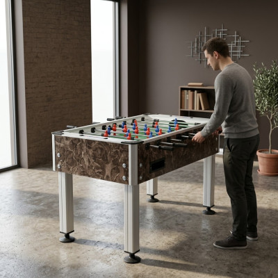 Mesa de futbolín de MDF de aluminio marrón de alta calidad con diseño moderno