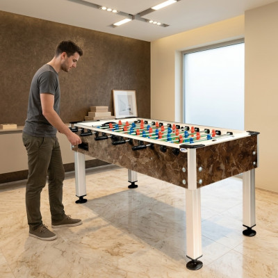 Mesa de futbolín profesional marrón de aluminio y madera MDF