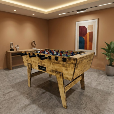 Mesa de futbol profesional de madera maciza de pino marrón