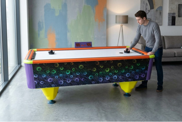 Mesa de air hockey moderna de plástico y aluminio multicolor