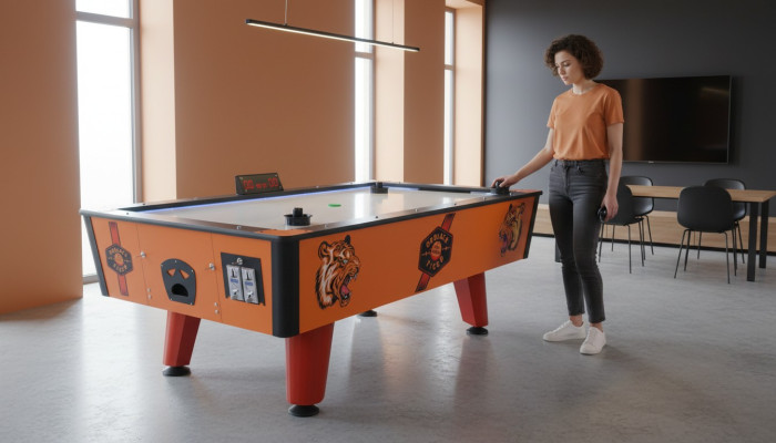Mesa de Airhockey de plástico y metal naranja de diseño moderno