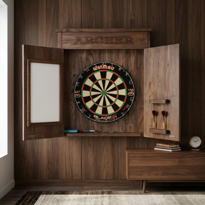 Juego de dardos vintage de madera marrón con diseño rústico