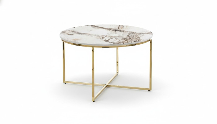 Mesa de centro moderna para la sala de estar con superficie de mesa de metal minimalista en beige, nueva.