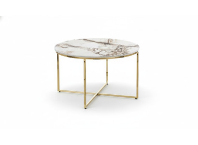 Mesa de centro moderna para la sala de estar con superficie de mesa de metal minimalista en beige, nueva.