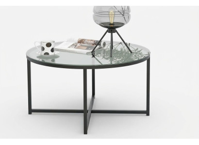 Mesa de centro Sala de estar de lujo Muebles de comedor Vidrio + Metal negro de alta calidad