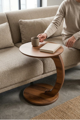 Mesa auxiliar de tablero de fibras de densidad media de alta calidad, mesa de sala de estar marrón.