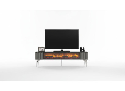 Mueble de televisión de alta calidad con chimenea MDF metal gris nuevo salón