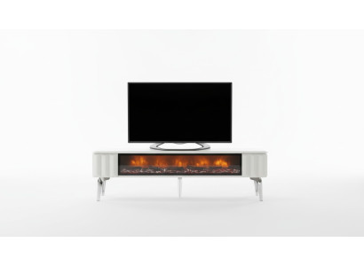 TV-Mueble blanco tablero de partículas metal muebles de lujo chimenea sala de estar nuevo