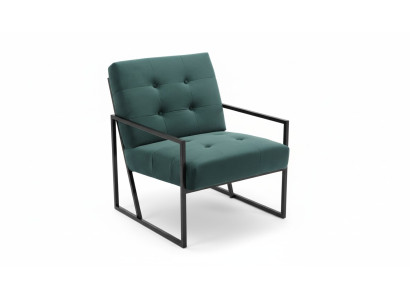 Sillón verde oscuro de sala de estar - textil + patas de metal - muebles de lujo nuevos