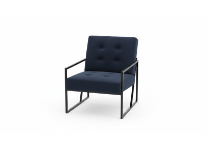 Acogedor sillón negro en textil nuevo de alta calidad de metal.