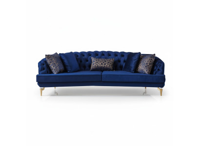 Sala de estar azul Chesterfield conjunto de sofás de lujo Sofás tapizados de 4 plazas