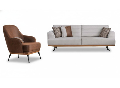 Conjunto de sofá de lujo de 2 piezas, sofá de tres plazas y sillón para la sala de estar.