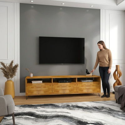 Sala de estar marrón  Aparador  Soporte de TV resistente  Muebles de madera modernos
