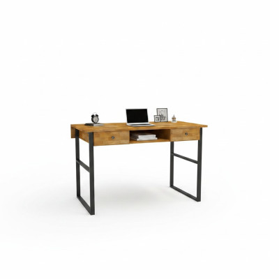 Mesa de madera marrón 2 cajones Muebles de oficina de diseñador Escritorio de lujo