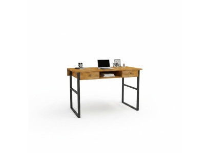 Mesa de madera marrón 2 cajones Muebles de oficina de diseñador Escritorio de lujo