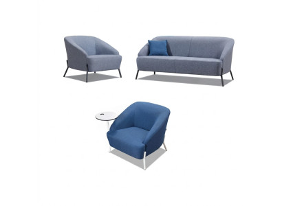 Conjunto de sofás gris azul diseñador moderno de 2 plazas sillón