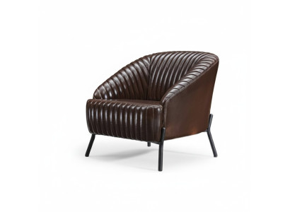 Sillón marrón, diseñador de sala de estar, sillón reclinable de cuero de una plaza.