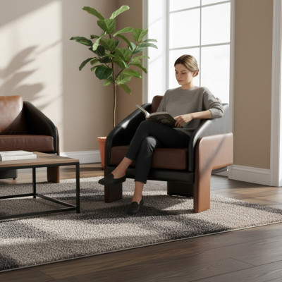 Sillón de club marrón-gris lujoso sillón de salón relajante de un asiento