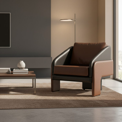 Sillón de club marrón-gris lujoso sillón de salón relajante de un asiento