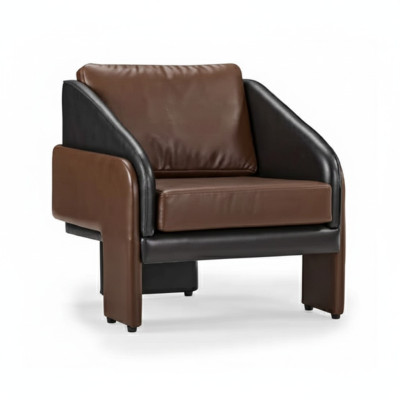 Sillón de club marrón-gris lujoso sillón de salón relajante de un asiento