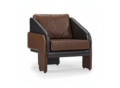 Sillón de club marrón-gris lujoso sillón de salón relajante de un asiento