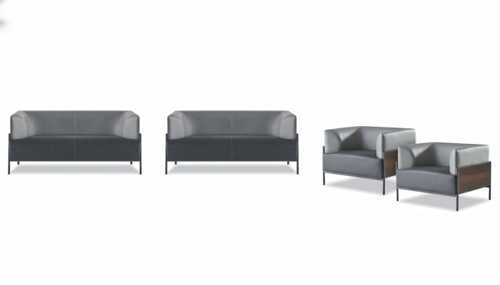 Juego de sofá completo ergonómico de 4 piezas en negro, diseñador de estilo moderno.