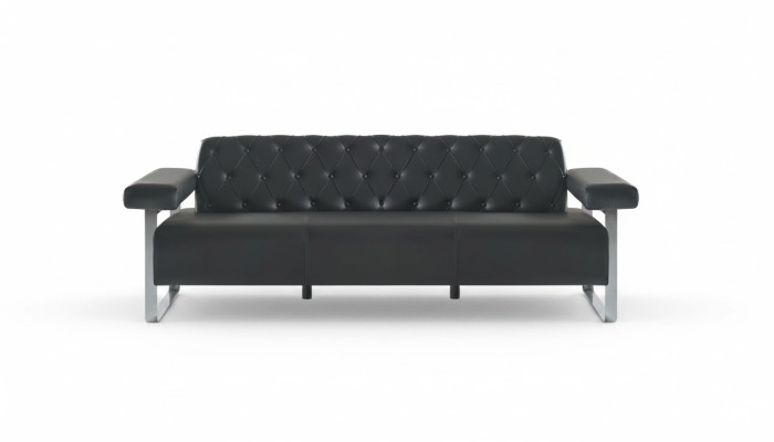Chesterfield Design Sofá de 3 plazas en negro color liso Estilo moderno de diseño.