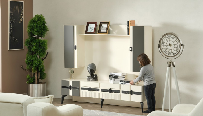 Muebles de madera para salón pared diseño de lujo